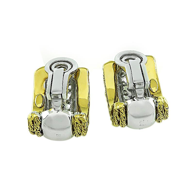 3.70 Carat Diamond Two-Tone Gold Earrings In Good Condition In New York, NY