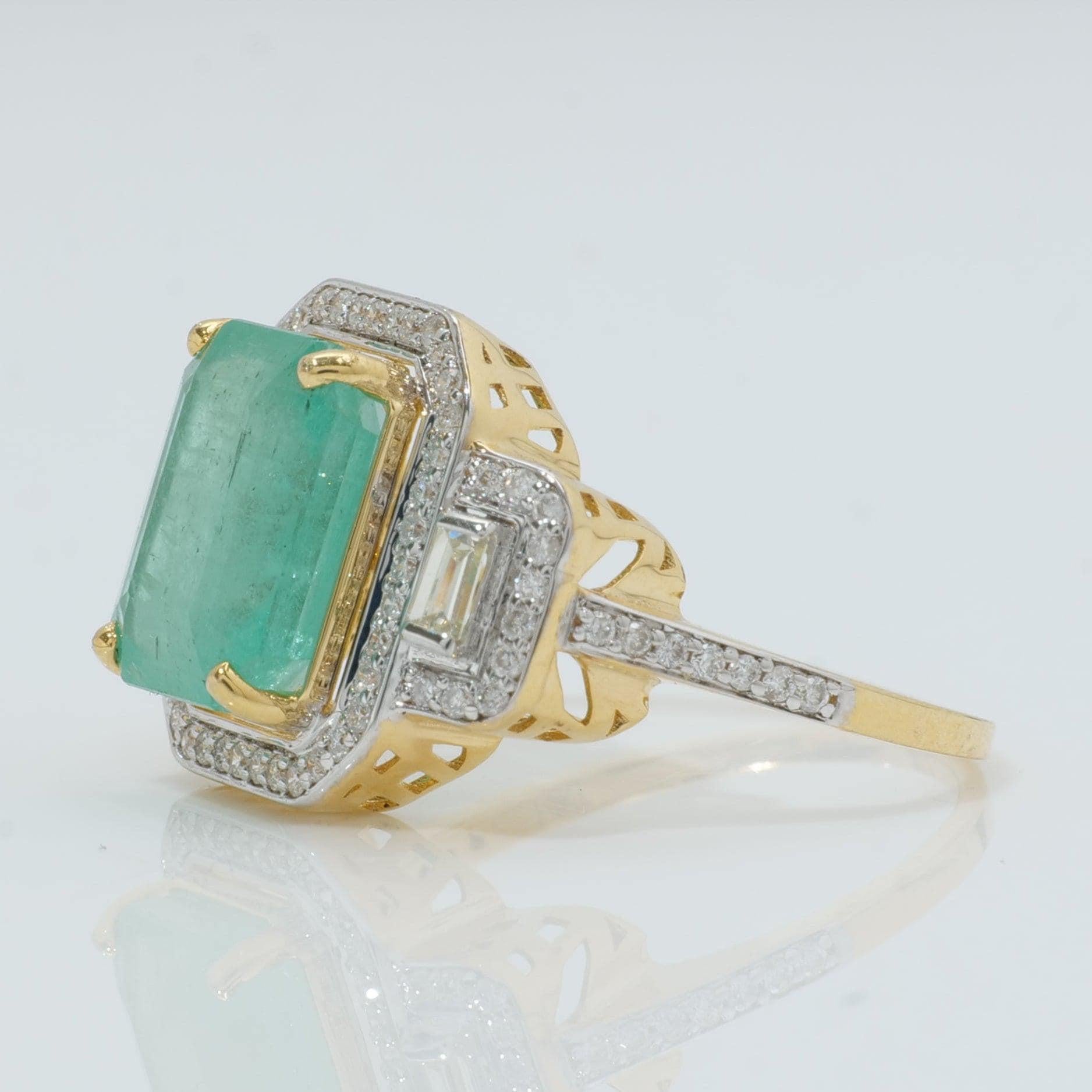 De las mujeres Anillo de diamantes con gema esmeralda de 3,70 ct en oro macizo de 14k (certificado) en venta
