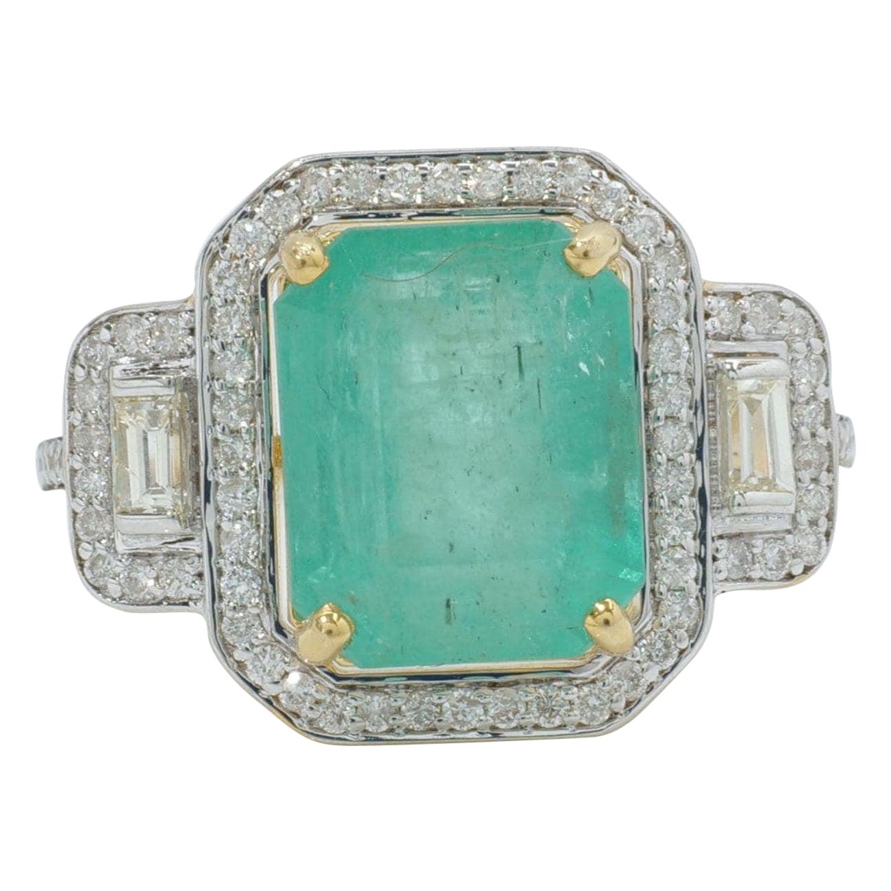 3,70ct Smaragd Edelstein Diamant Ring in 14k Solid Gold (zertifiziert)