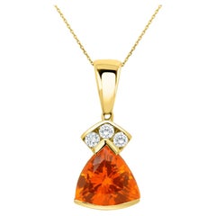 3.70Ct Fire Opal Pendant with 0.37Tct Diamonds Set in 14K Yellow Gold