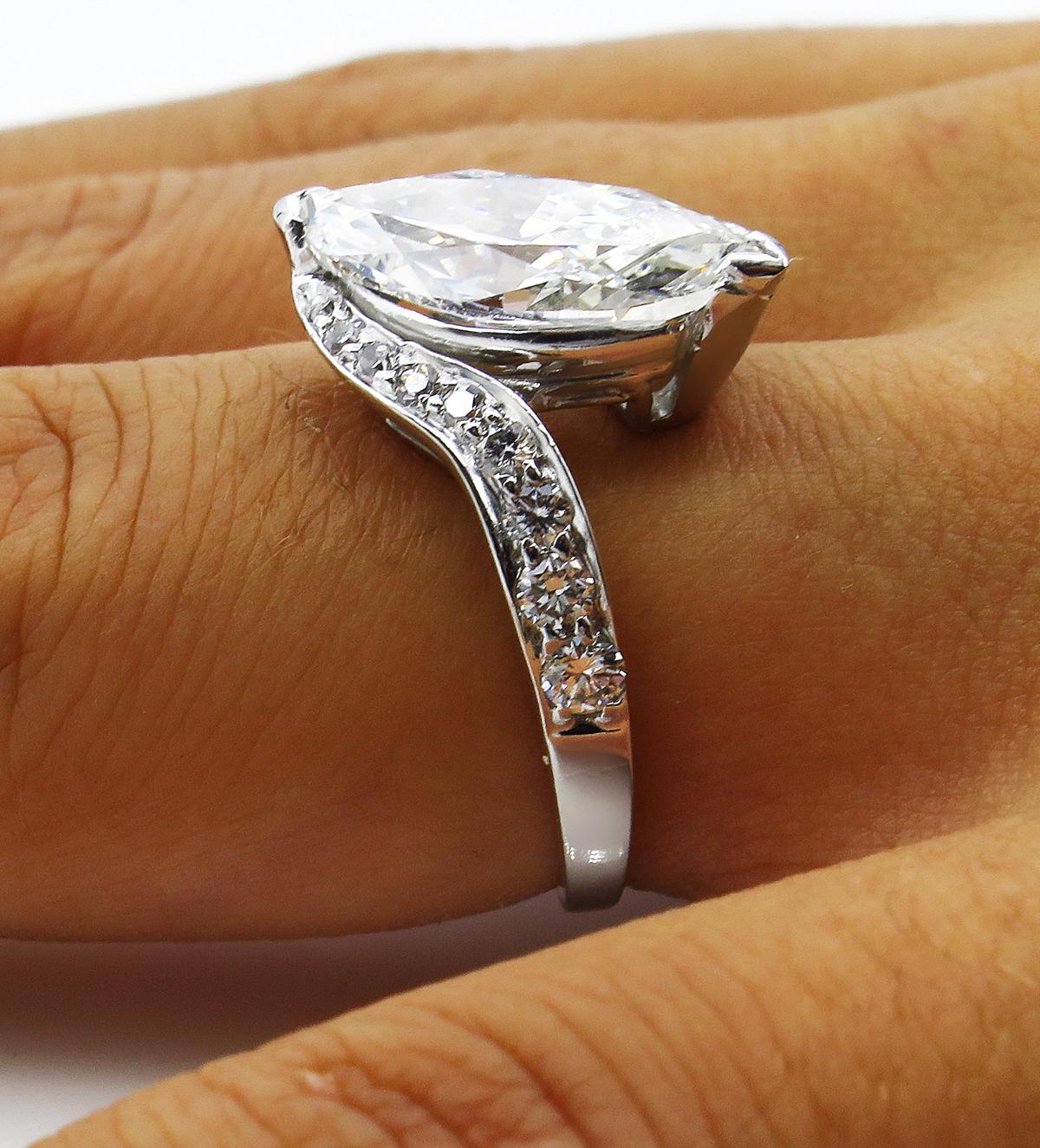 3.70 Carat Marquise Diamond Engagement Wedding Platinum Ring EGL USA 3