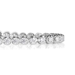 Bracelet de tennis en or blanc 14K avec diamants ronds de 3,70ct et taille brillante