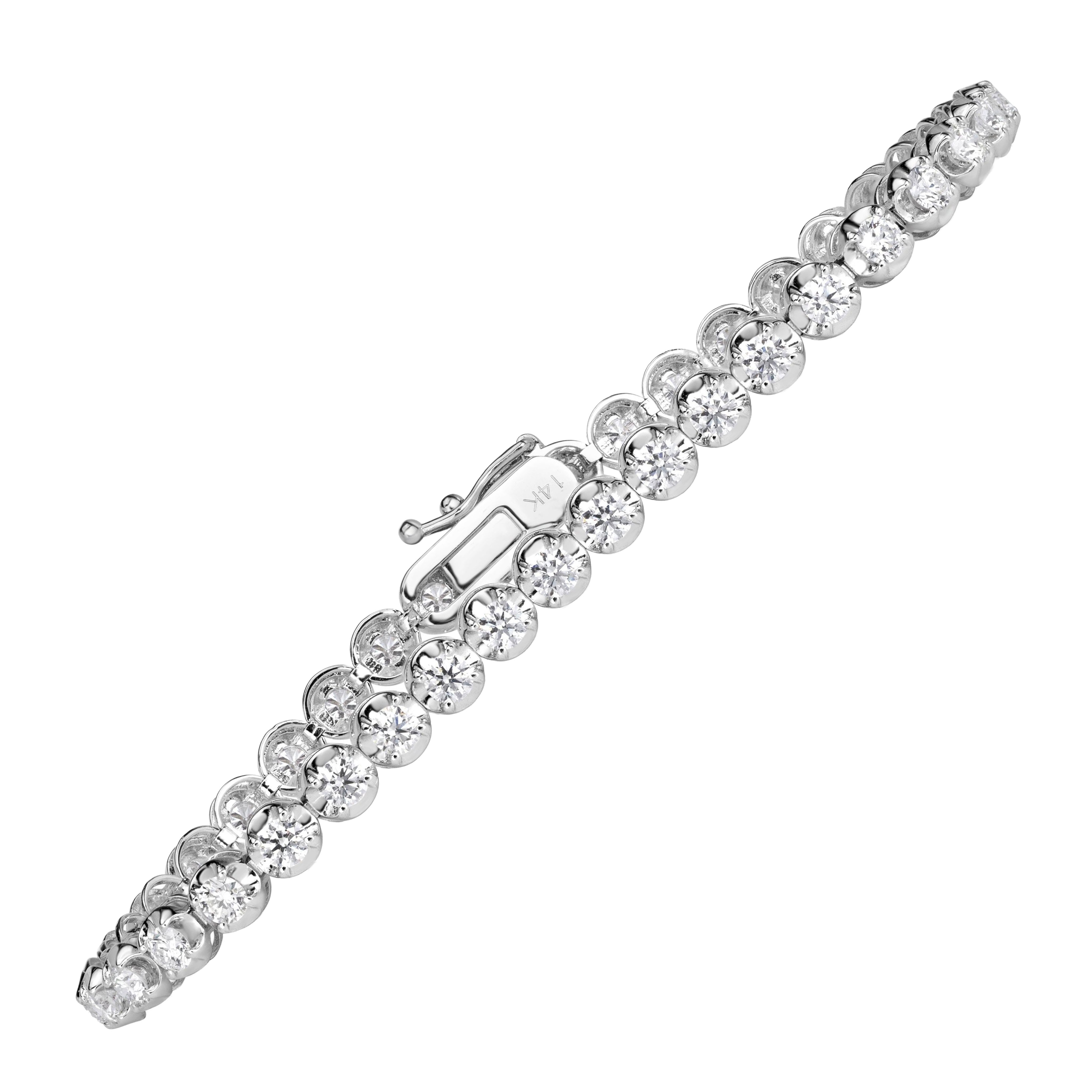 3.70ct Round Brilliant Cut Diamond Tennis Bracelet in 14K White Gold
