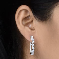 Orecchini a cerchio in oro bianco 14 carati con diamante da 3,71 carati