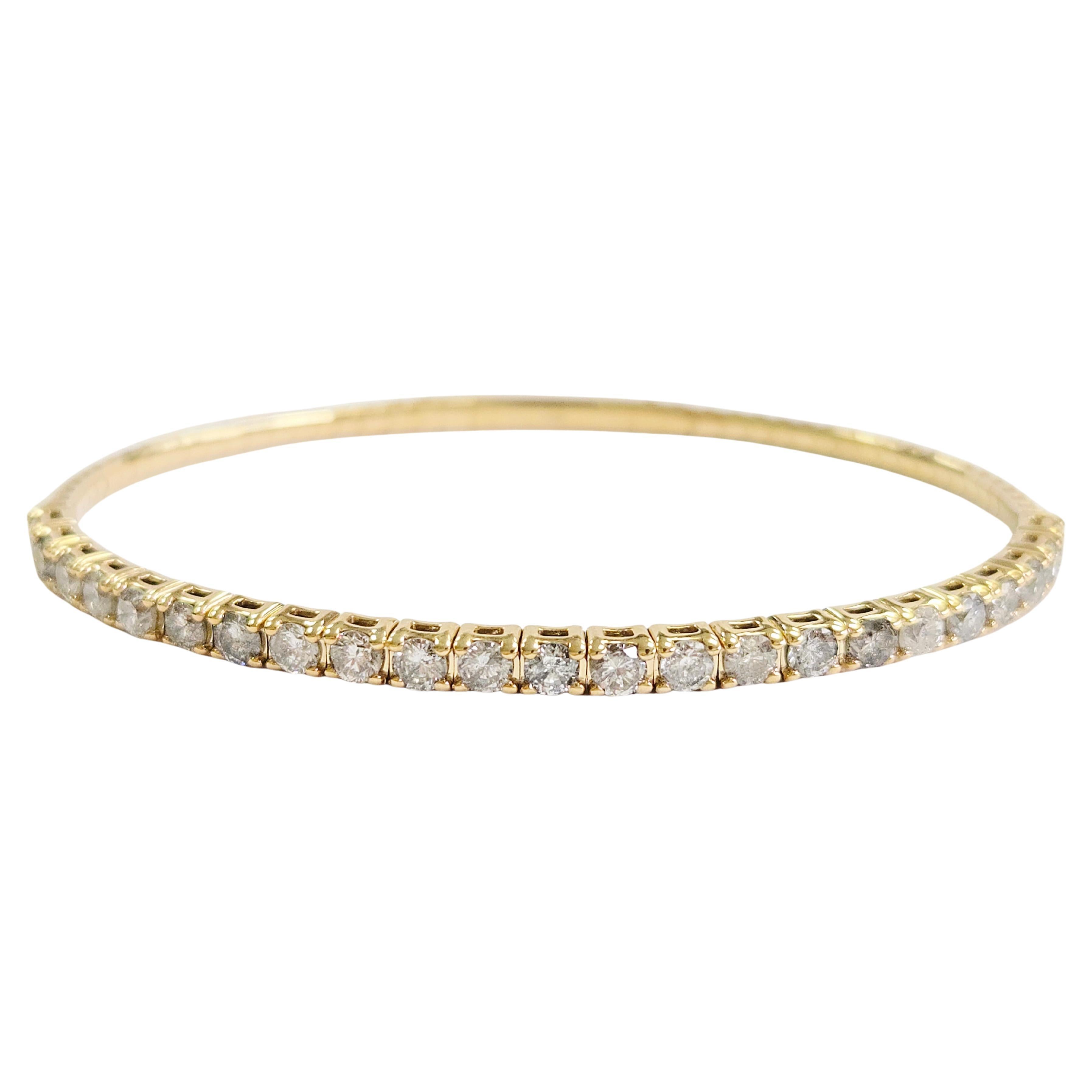 3.71 Carat Flexible Bangle Natural Diamond Yellow Gold 14 Karat
