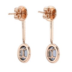 Pendientes Gota Diamante Oval Espinela Gris 3,71 Quilates Oro Rosa 18K Joyas Merkaba