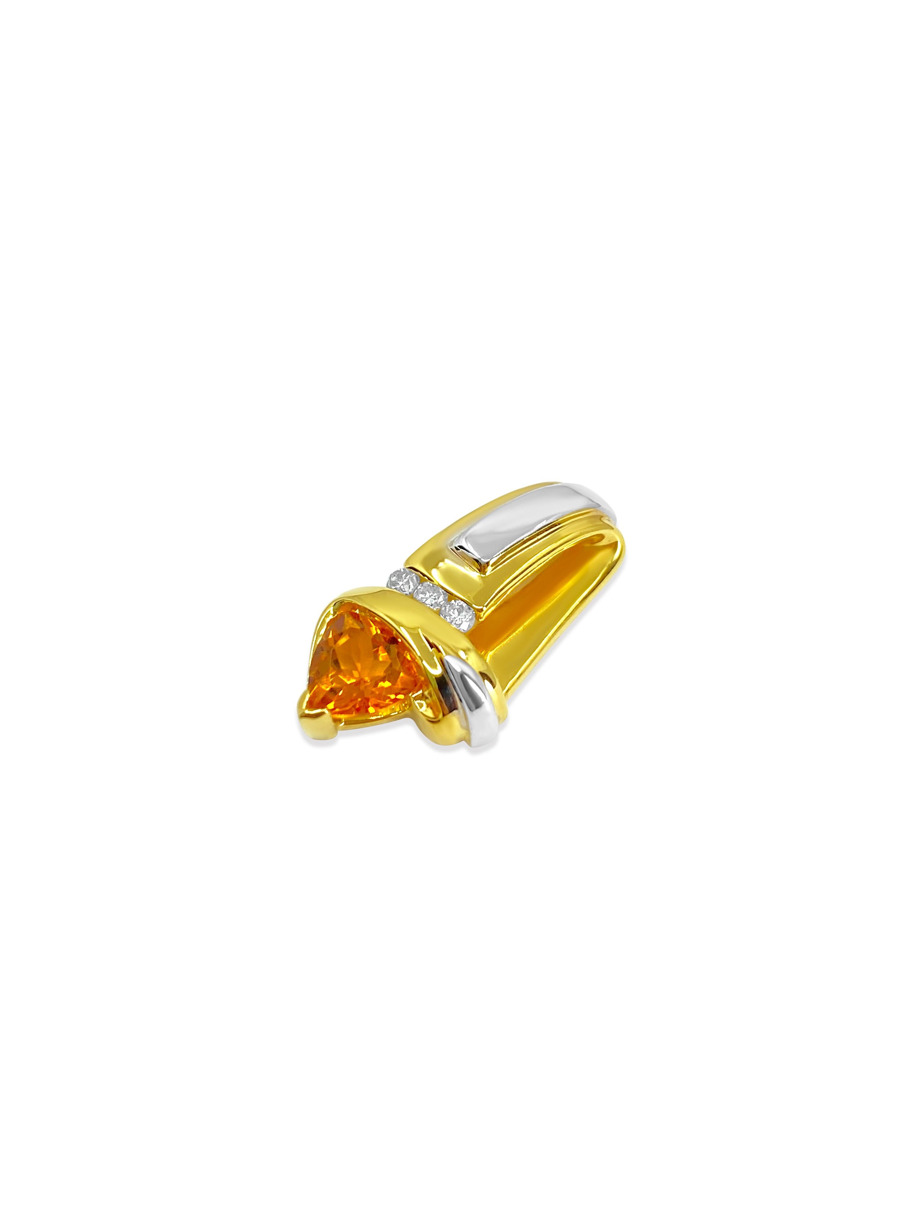 3.71 Carat Orange Sapphire & Diamond Pendant In Excellent Condition For Sale In Miami, FL