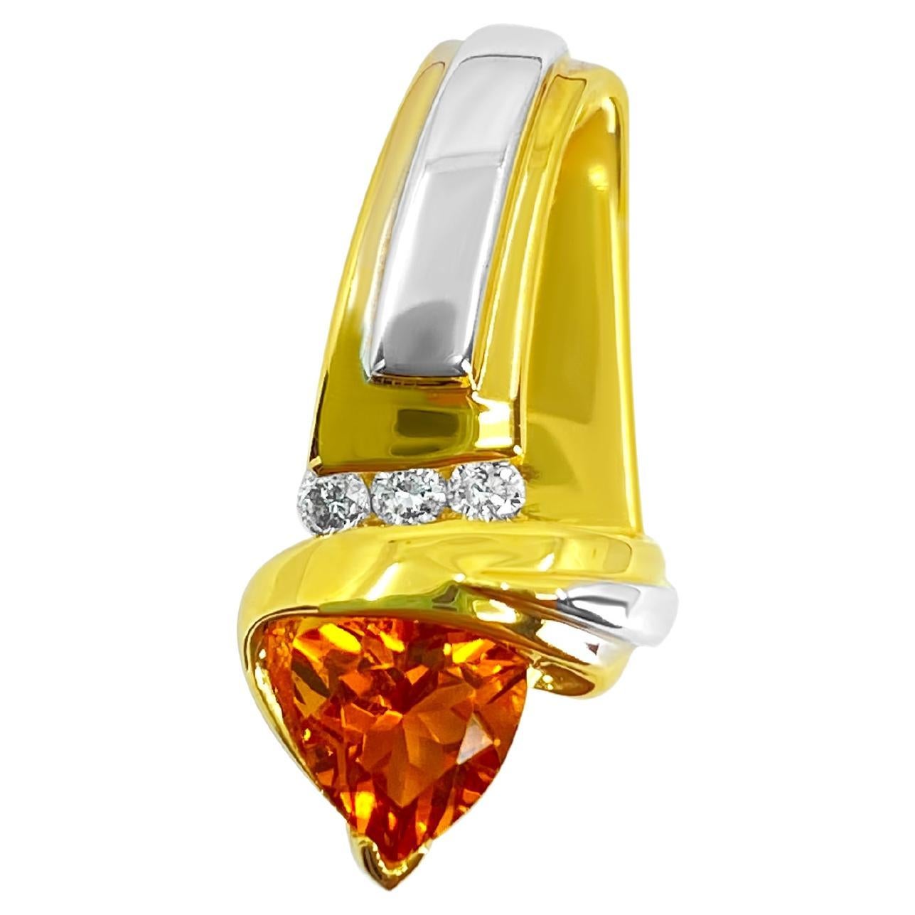 3.71 Carat Orange Sapphire & Diamond Pendant For Sale