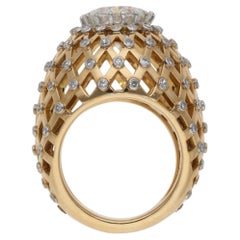 3.71 Carat Round Brilliant Statement Brilliant White 14K White Gold