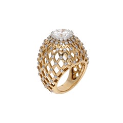 3.71 Carat Round Brilliant Statement Brilliant White 14K White Gold