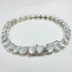 37.1 Carat Round Moonstone Tennis Bracelet Crafted in Sterling Silver