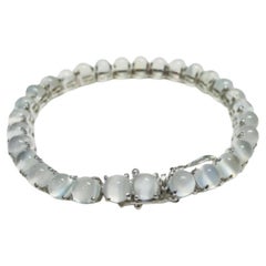 37.1 Carat Round Moonstone Tennis Bracelet Crafted in Sterling Silver