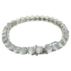 37.1 Carat Round Moonstone Tennis Classic Bracelet for Mom in Sterling Silver