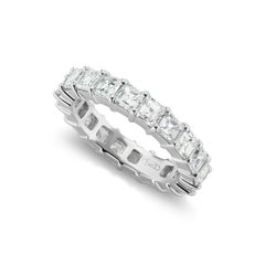 3.71 Carat Conflict Free Asscher Cut Platinum and Diamond Eternity Wedding Band