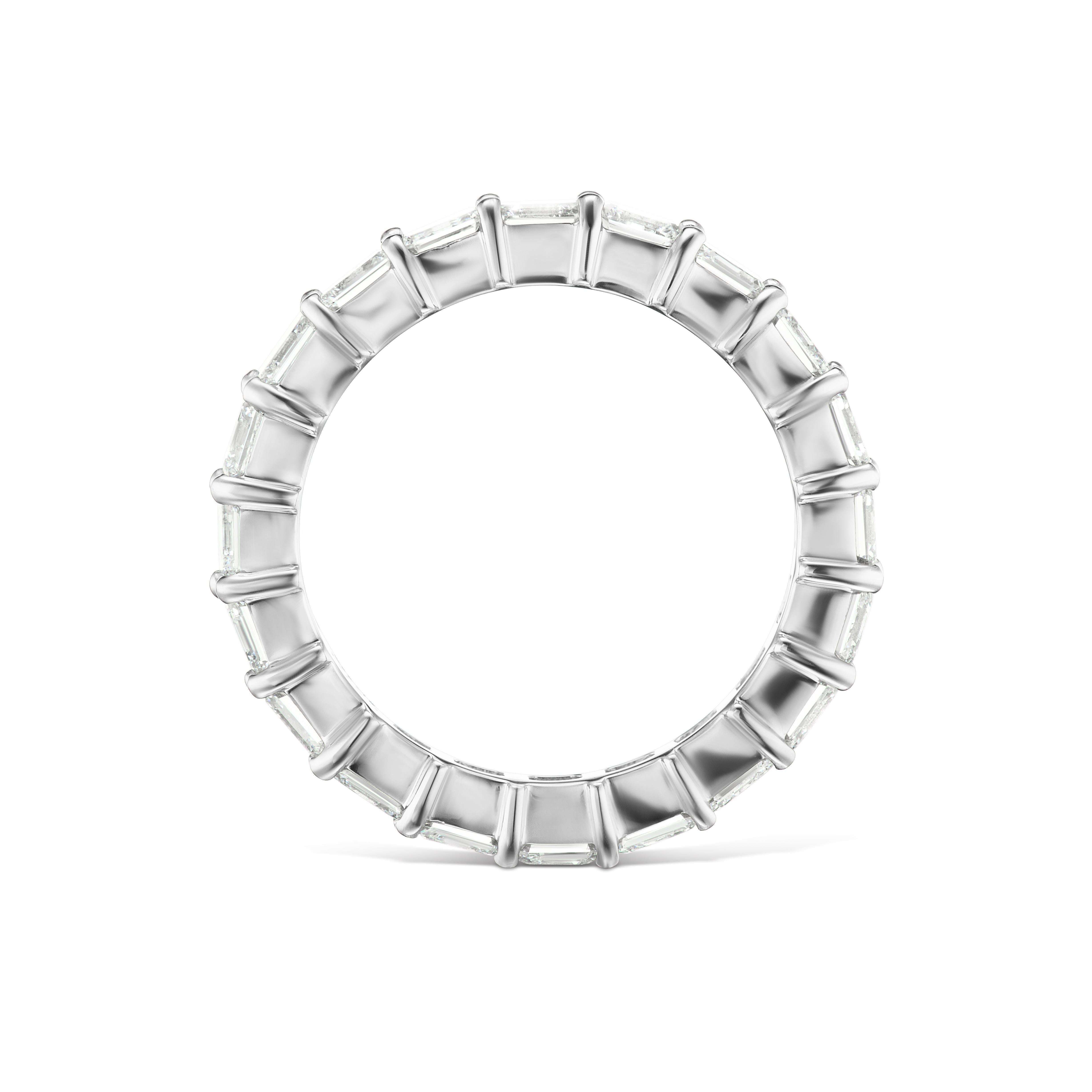 3.71 Carat Conflict Free Asscher Cut Platinum and Diamond Eternity Wedding Band In New Condition For Sale In New York, NY