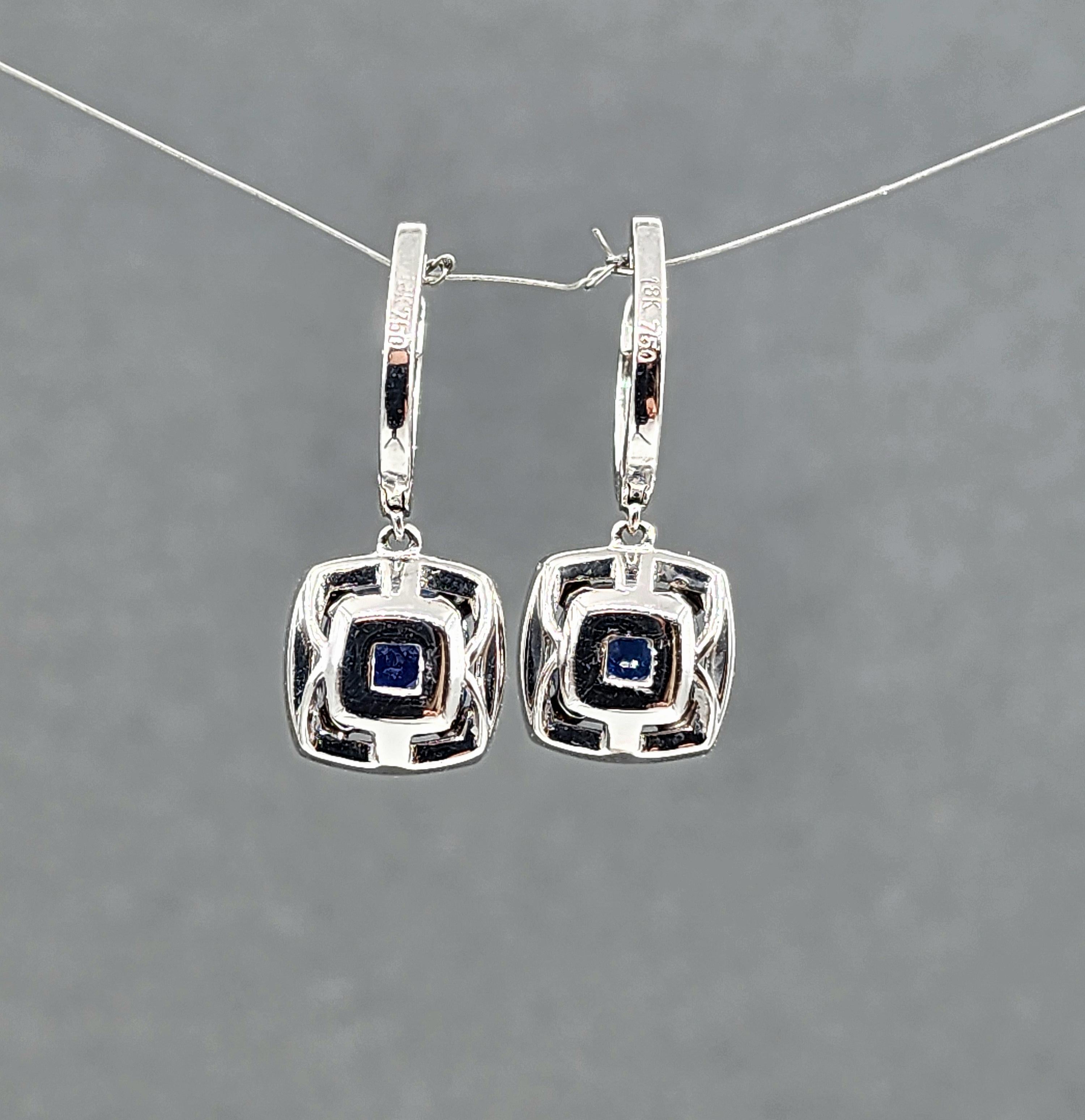 3.71 ct Natural Sapphire & Diamond Earrings For Sale 2