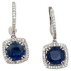 3.71 ct Natural Sapphire & Diamond Earrings