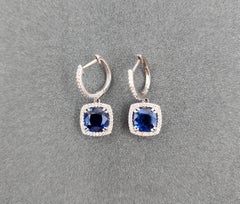 Pendientes de Zafiro Natural y Diamante de 3,71 ct