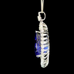 37.13 Carat Tanzanite and Diamond 18 Karat Gold Pendant Necklace