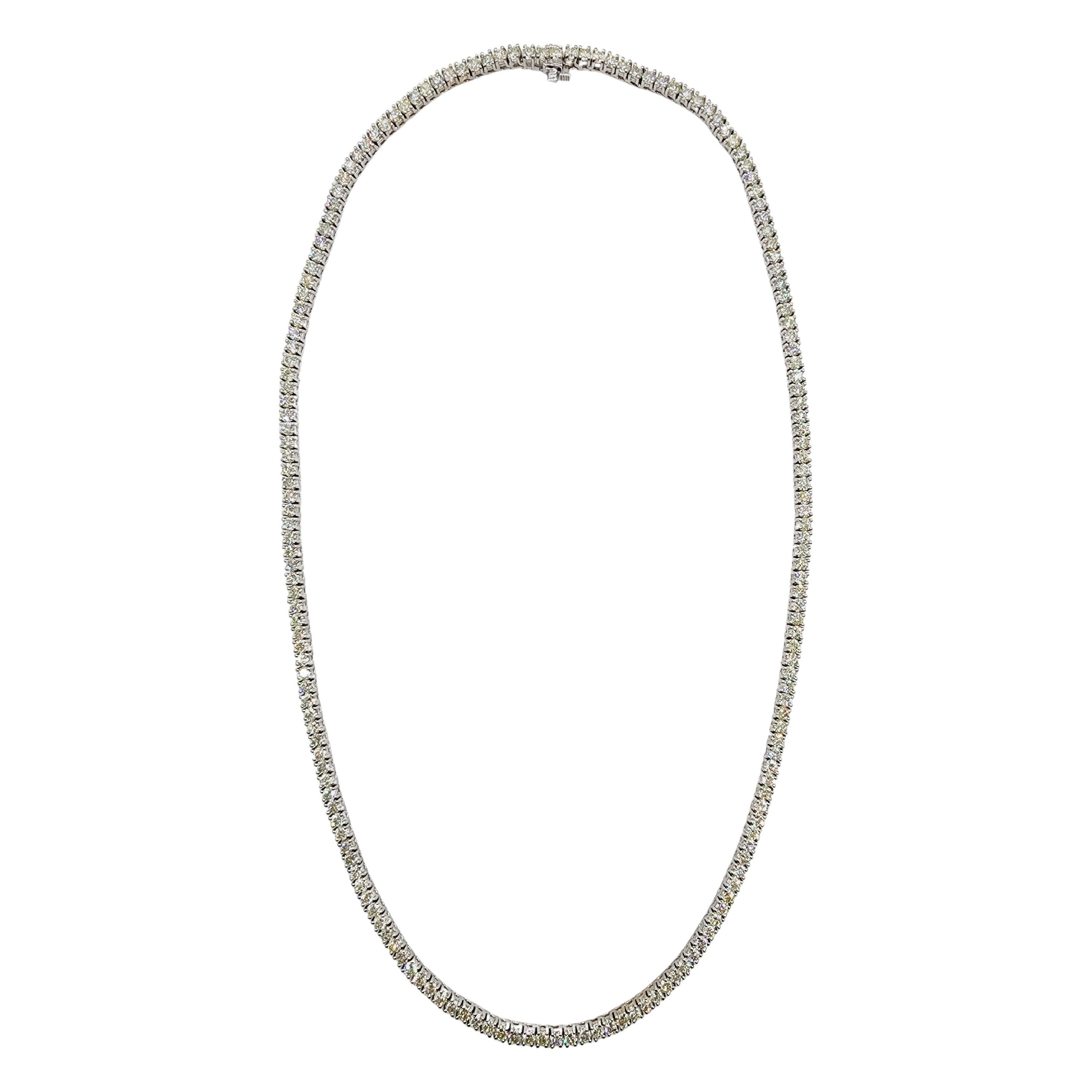 37.15 Carat Round Brilliant Cut Diamond Tennis Necklace 14 Karat White Gold 22''
