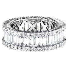 3.71ct. Baguette and Round Diamond Eternity Wedding Ring in 14 K White Gold  