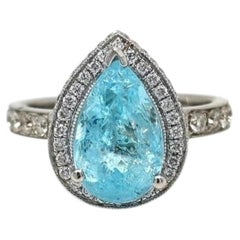 Anillo con turmalina Paraíba azul neón intenso con trazas de cobre, de 3,71 ct, en oro de 18 quilates, con certificado