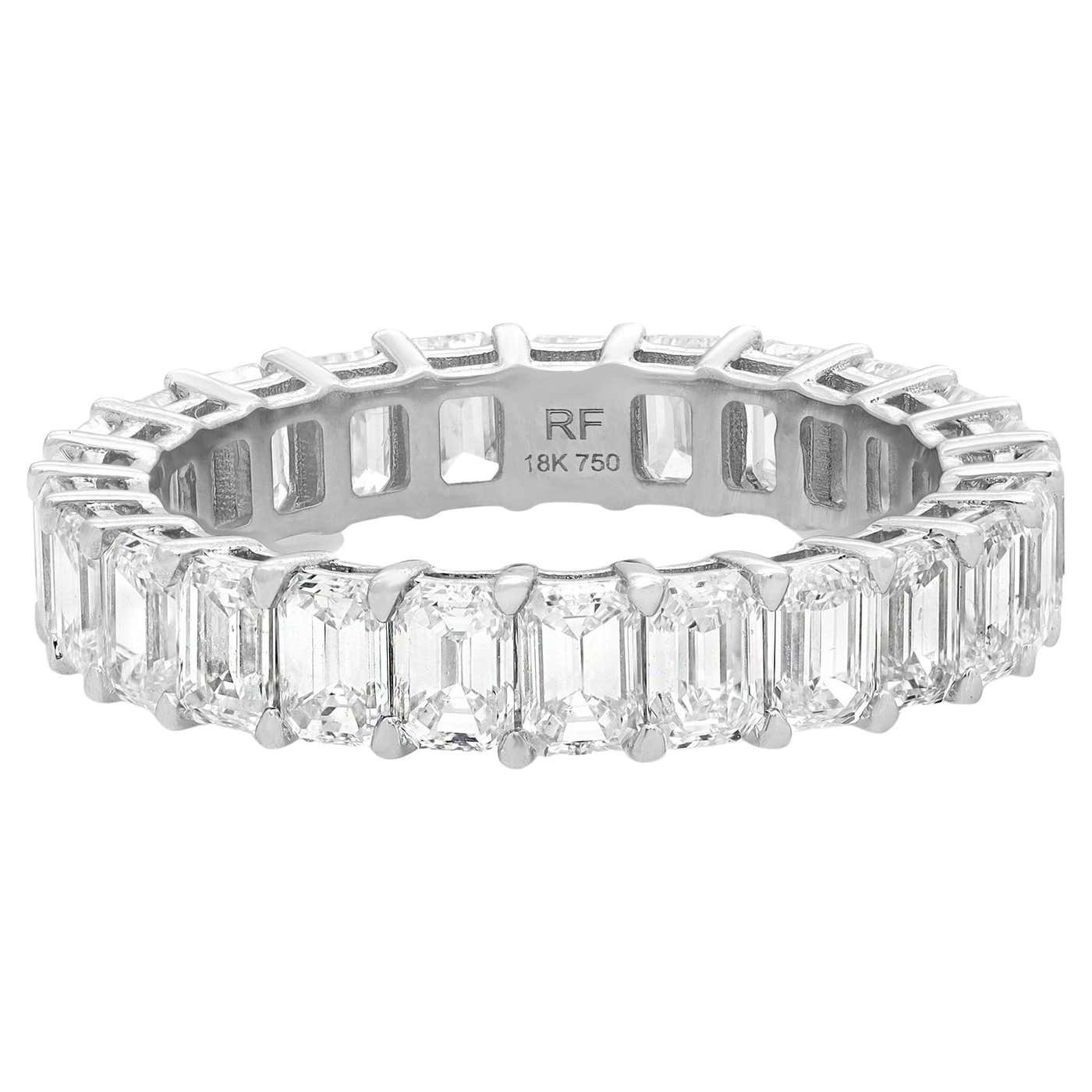 3 71cttw Emerald Cut Diamond Eternity Band Ring 18K White Gold For Sale 3-71cttw-emerald-cut-diamond-eternity-band-ring-18k-white-gold-for-sale