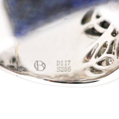3.72 Carat Blue Sapphire & Diamond Pave 18K Crossover Band Ring