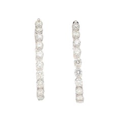 3.72 Carat Diamond Full Eternity Hoop Earrings in 18k White Gold