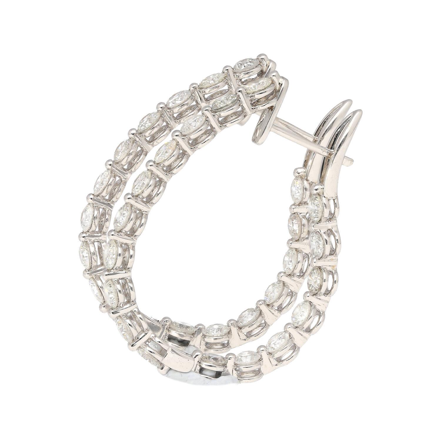 Orecchini a cerchio a eternità con diamante da 3,72 carati in oro bianco 18 carati In condizioni Nuovo in vendita a Miami, FL