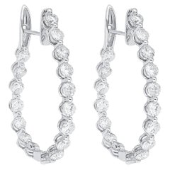 3.72 Carat Diamond Full Eternity Hoop Earrings in 18k White Gold