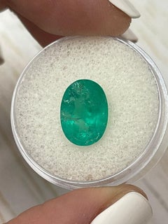 3.72 carati di smeraldo colombiano verde terra dal taglio ovale - gemma di nascita di maggio