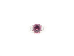 3.72 Carat GIA Certified Burma No Heat Purplish Pink Spinel and Diamond Ring
