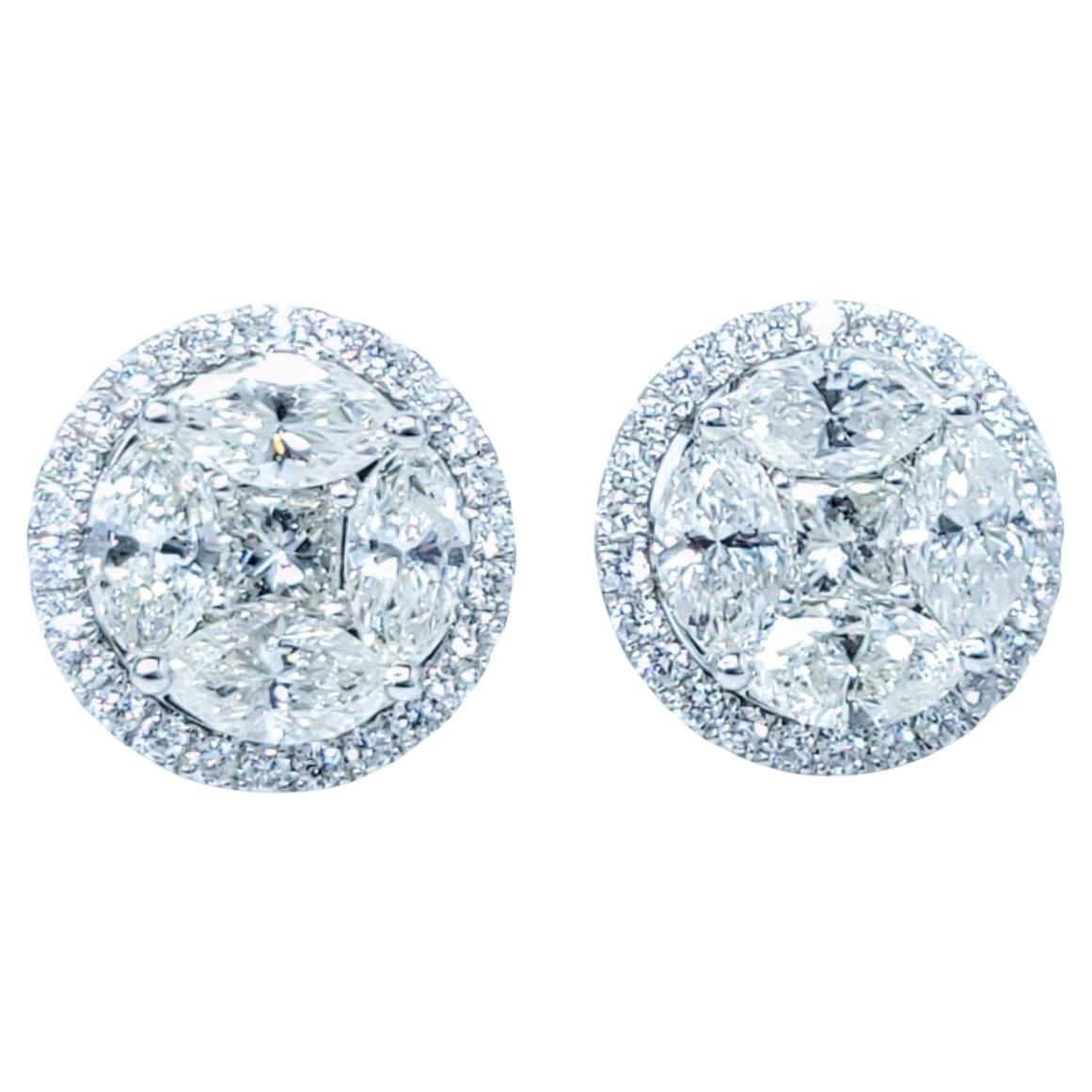 3.72 Carat Natural Diamond Earrings in 18K White Gold For Sale