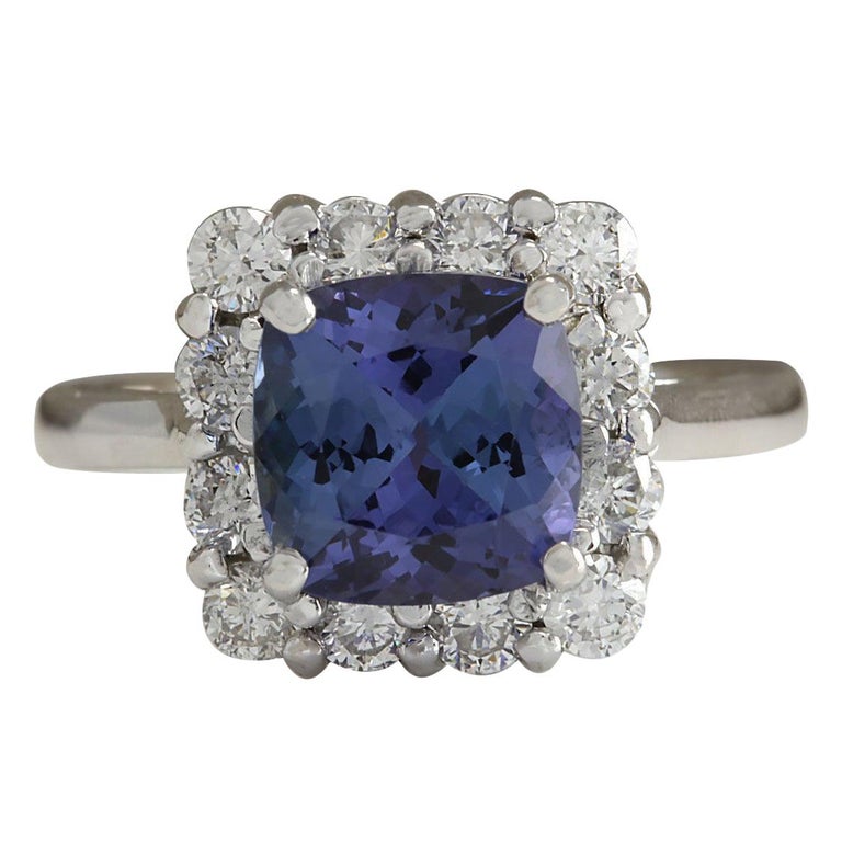 18ct White Gold Diamond & Tanzanite Ring - 0.37ct Diamonds, 2.40ct Tanzanite main image 0