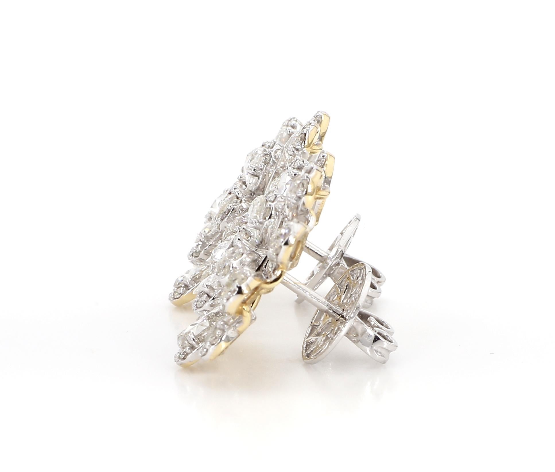 Boucles d'oreilles en or blanc 18 carats, diamant taillé en rose, 3,72 carats Neuf - En vente à New York, NY