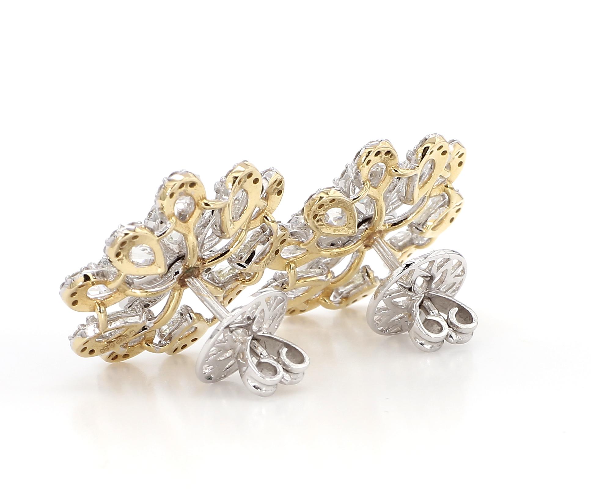 Boucles d'oreilles en or blanc 18 carats, diamant taillé en rose, 3,72 carats Pour femmes en vente