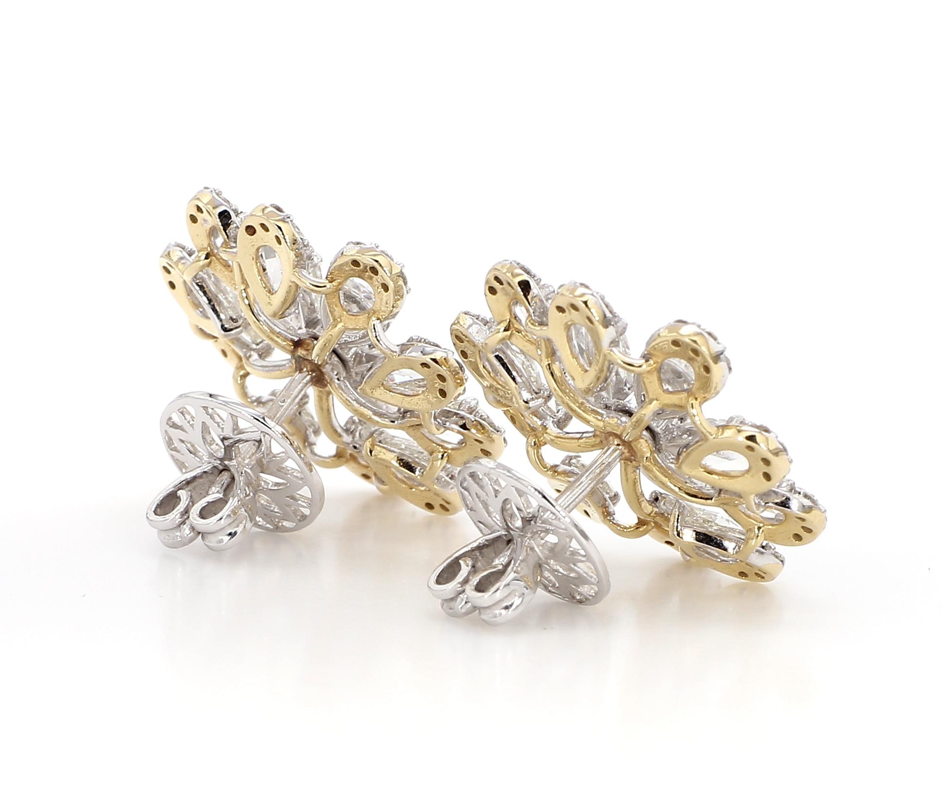 3.72 Carat Rose Cut Diamond 18K White Gold Earrings For Sale 3