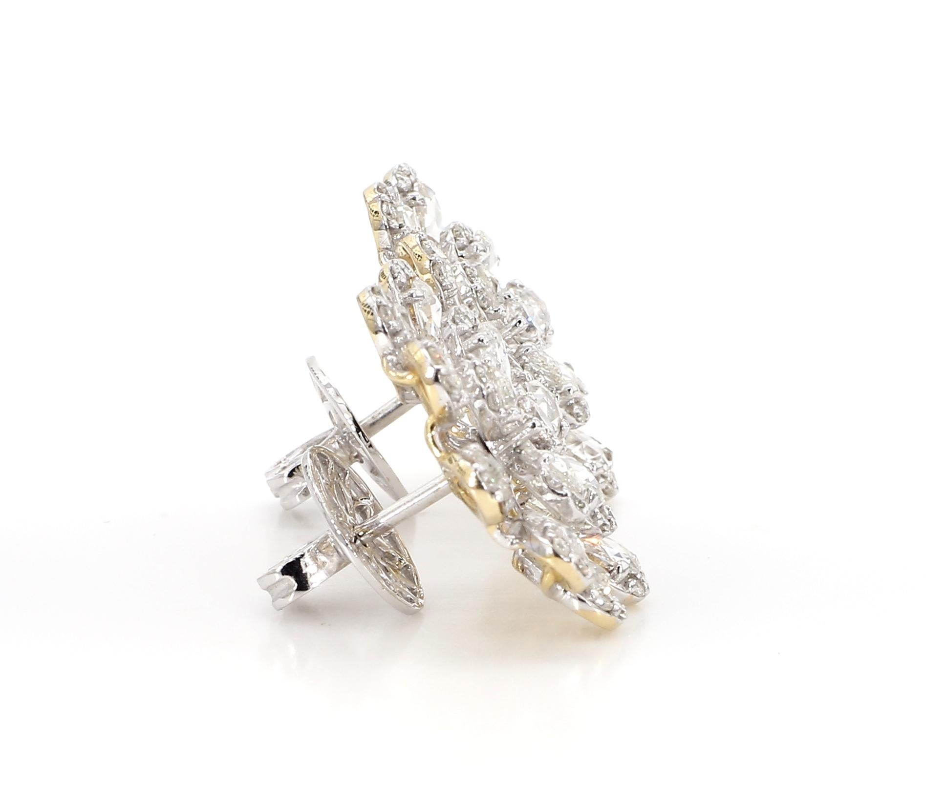 3.72 Carat Rose Cut Diamond 18K White Gold Earrings For Sale 4