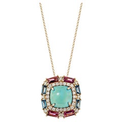 Pendentif Sunita Nahata en or 18 carats avec turquoise de 3,72 carats et diamants.