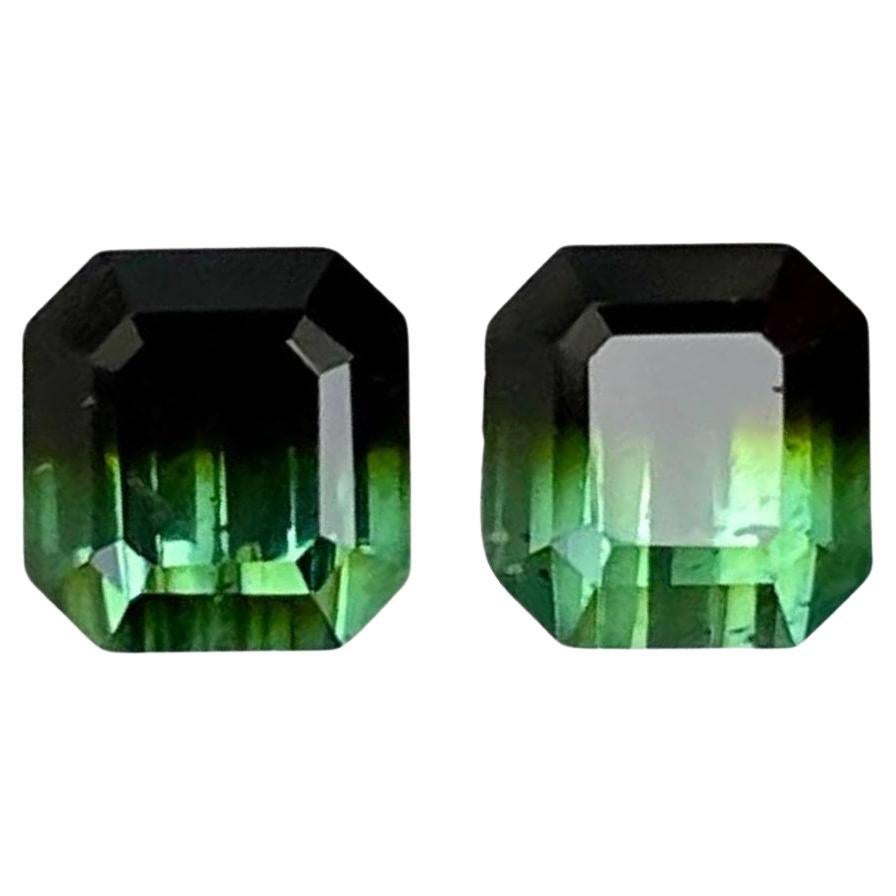 3.72 carats Bicolor Tourmaline Pair Stones Emerald cut Afghan Gemstone
