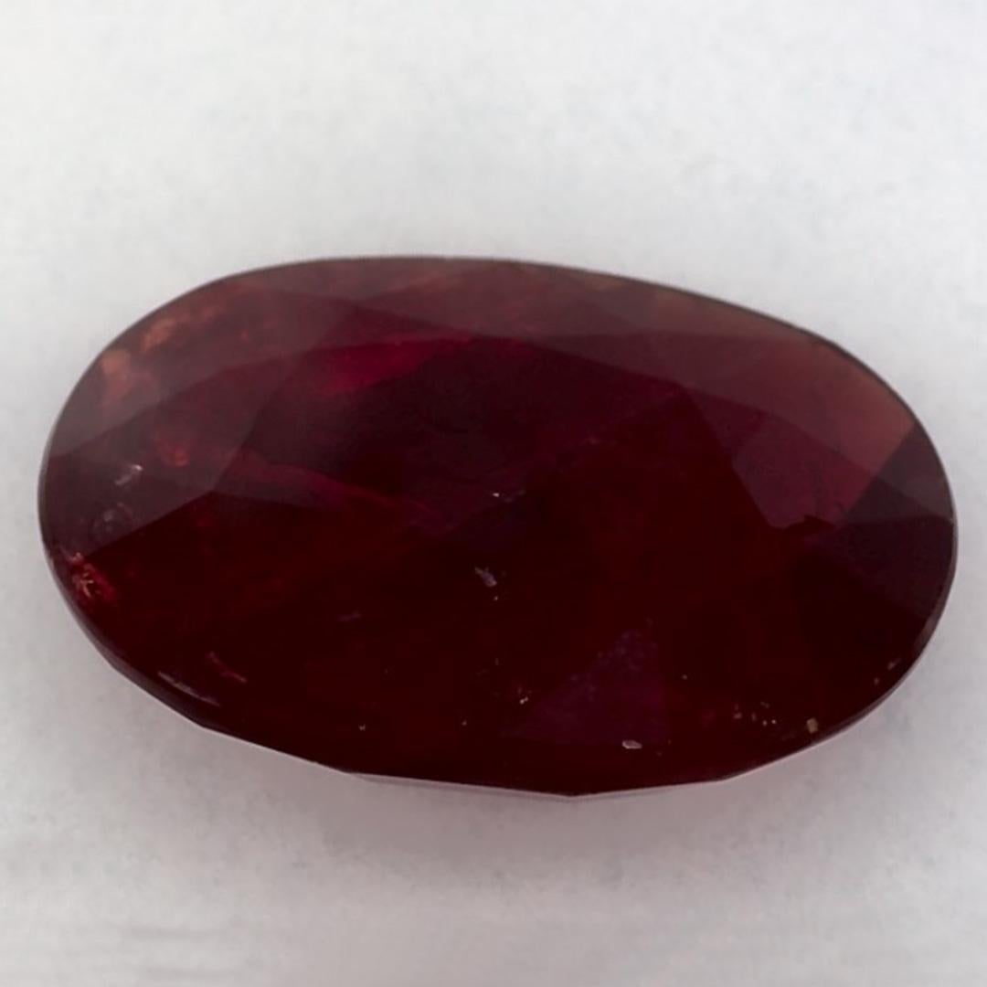 3.72 Ct Ruby Oval Loose Gemstone In New Condition For Sale In Fort Lee, NJ