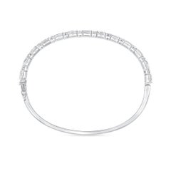3.63 Ctw. Alternating  Emerald Cut & Round Diamond Bangle in 14K White Gold