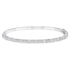 3.63 Ctw. Alternating  Emerald Cut & Round Diamond Bangle in 14K White Gold