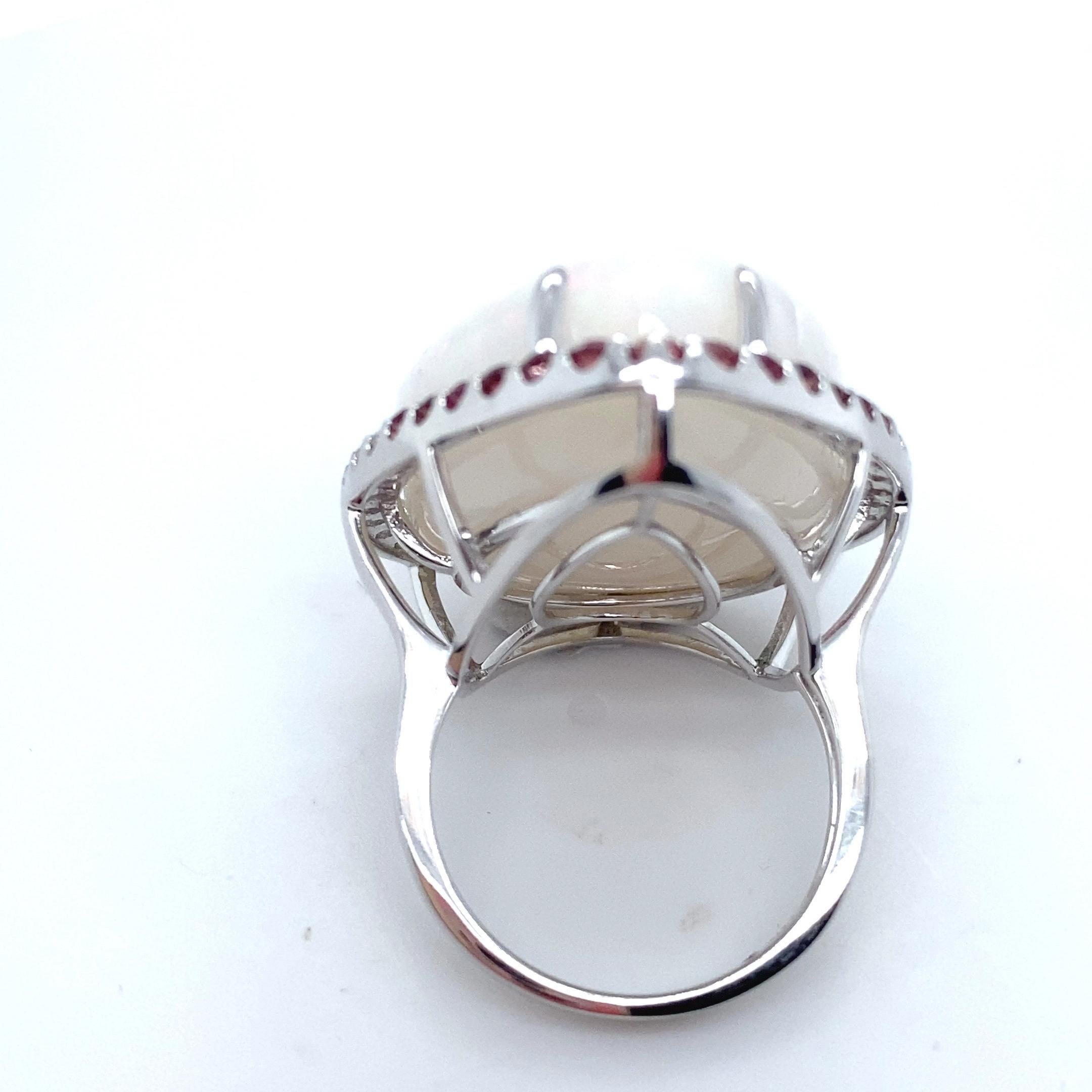 37.24 Carat Pear Cut Opal Sapphire Diamond White Gold Cocktail Ring For Sale 3