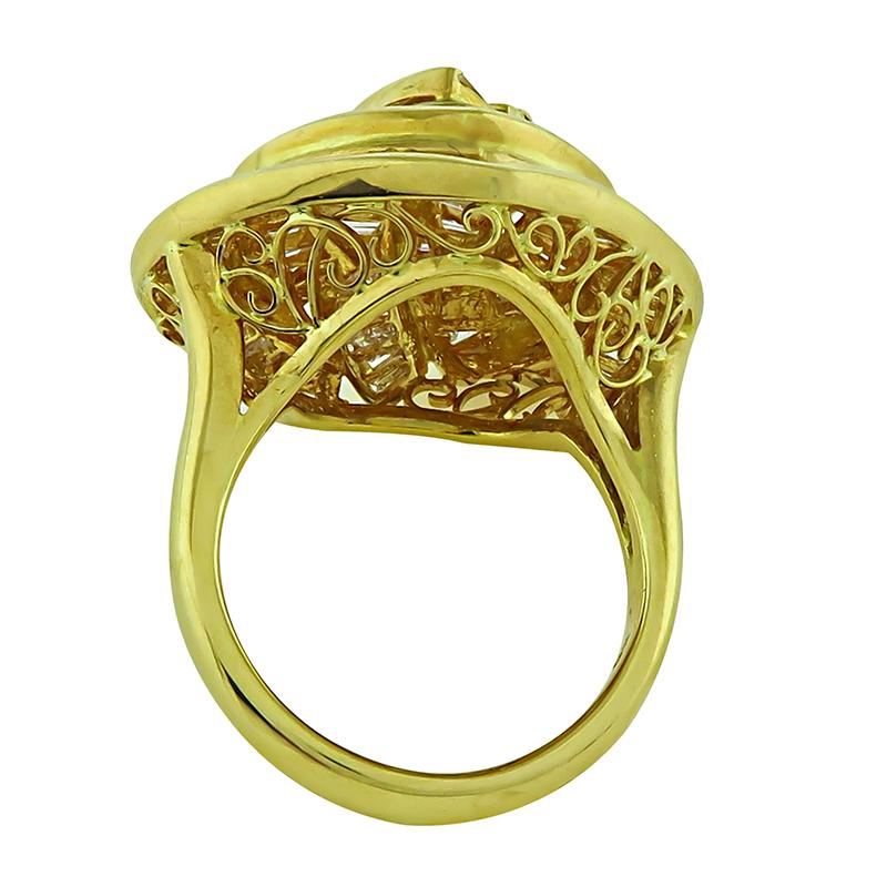3.72ct Diamond Yellow Gold Ring In Good Condition For Sale In New York, NY