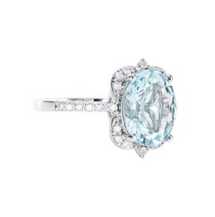 Sunita Nahata Aquamarine 3.73ct. Elegant Ring in 18KWG with Diamond.