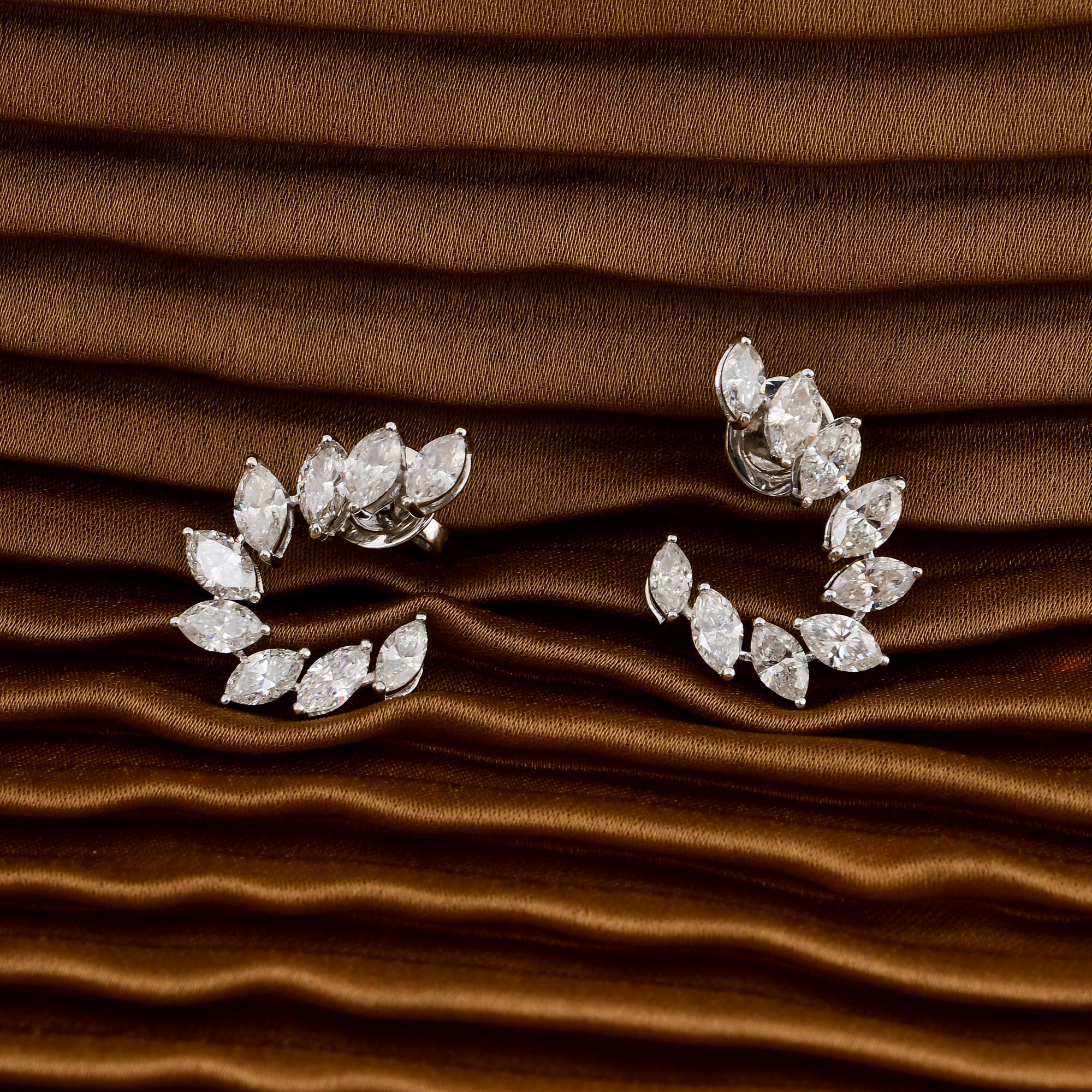3,73 Karat Marquise Brillantschliff Diamant Ohrringe 14 Karat Weißgold Schmuck (Moderne) im Angebot