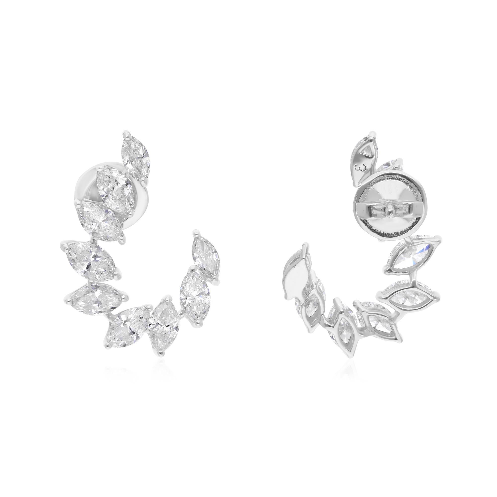 3,73 Karat Marquise Brillantschliff Diamant Ohrringe 14 Karat Weißgold Schmuck im Zustand „Neu“ im Angebot in Diera, Dubai