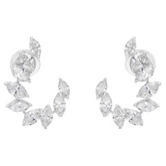 3,73 Karat Marquise Brillantschliff Diamant Ohrringe 14 Karat Weißgold Schmuck